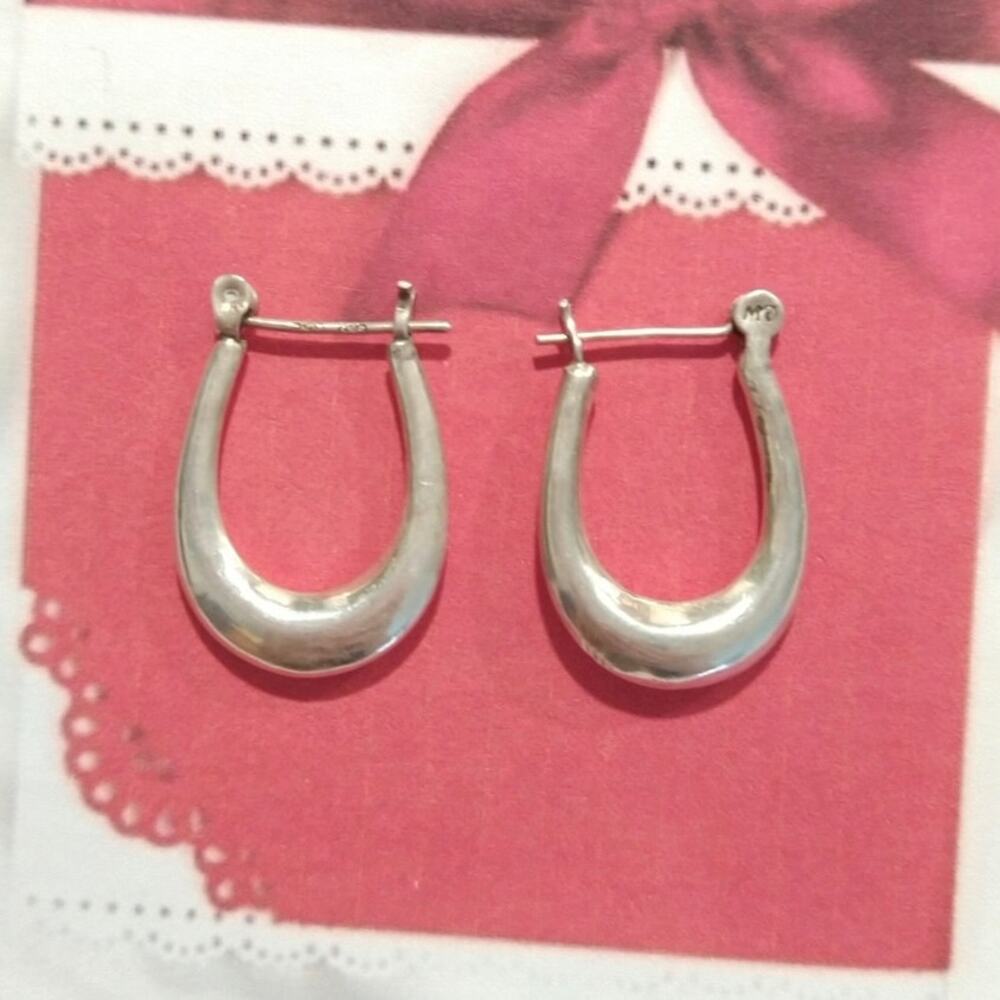 MD 925 Sterling Silver Hoop Huggie Earrings  Half Moon Signed Jewelry Lot